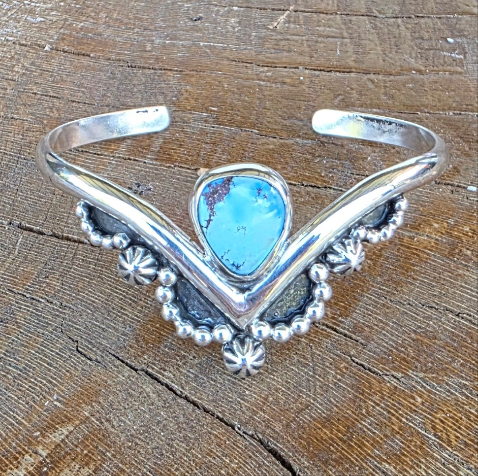 Golden Hills Turquoise Stamped Sterling Cuff