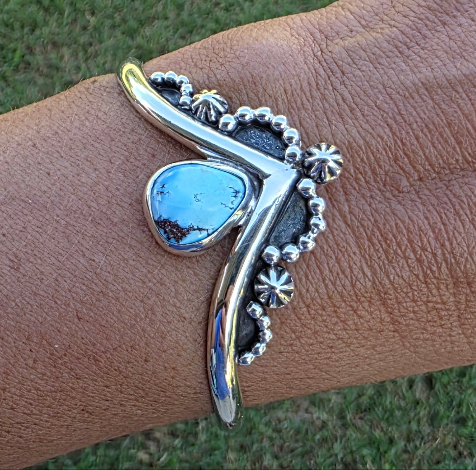 Golden Hills Turquoise Stamped Sterling Cuff