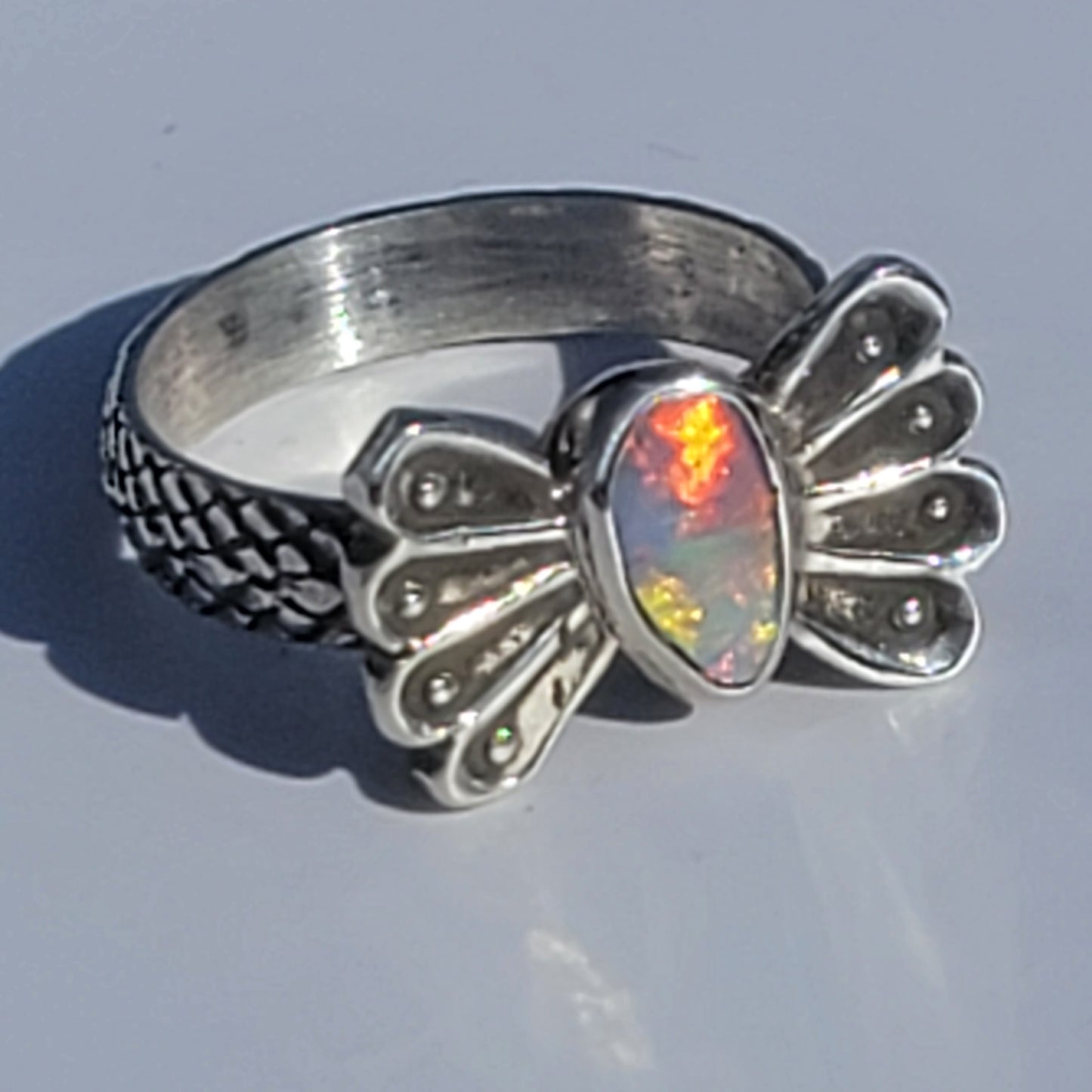 Sz 5.75 Australian Opal Butterfly Ring