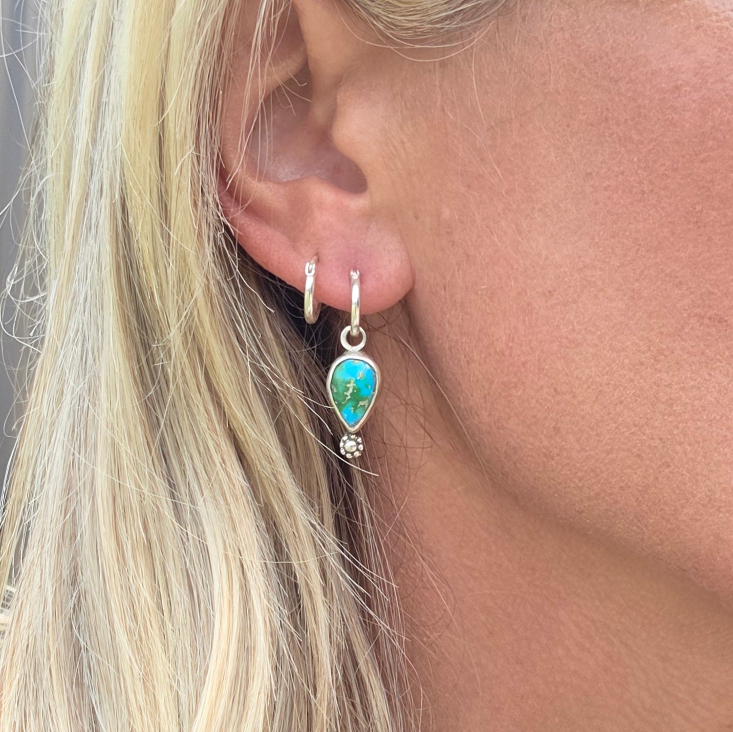 Sonoran Gold Turquoise charm earrings with Bead details