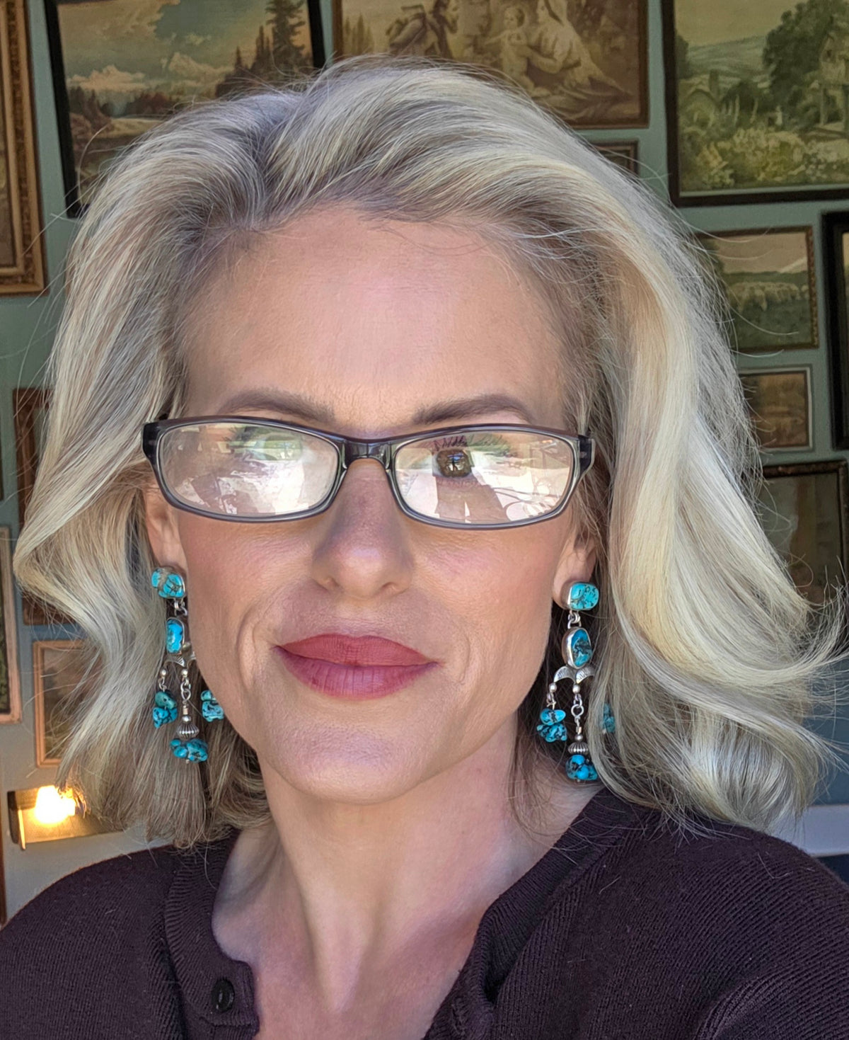 Turquoise Nugget and Sterling Silver Chandelier earrings