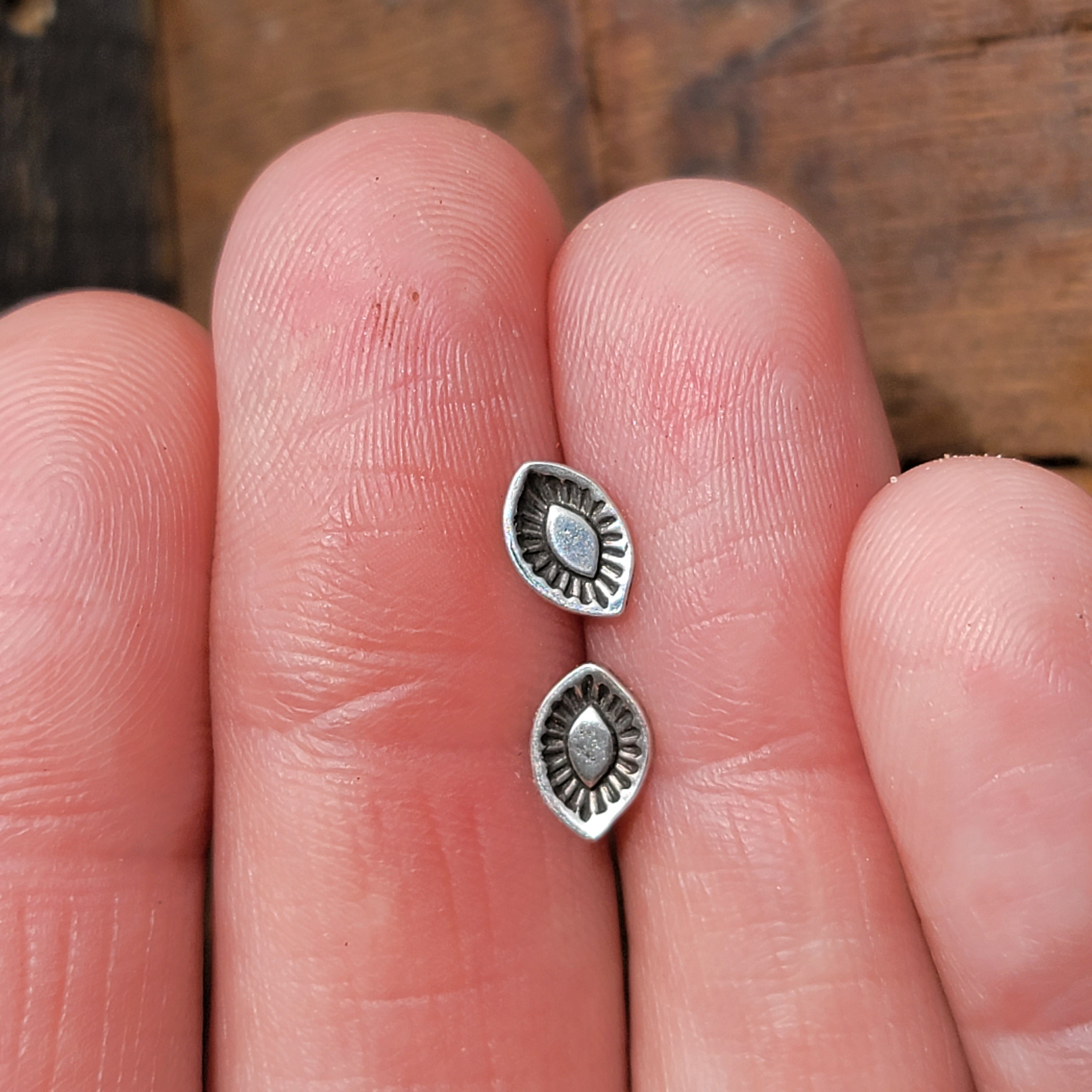 Sterling Stamped Eye Studs