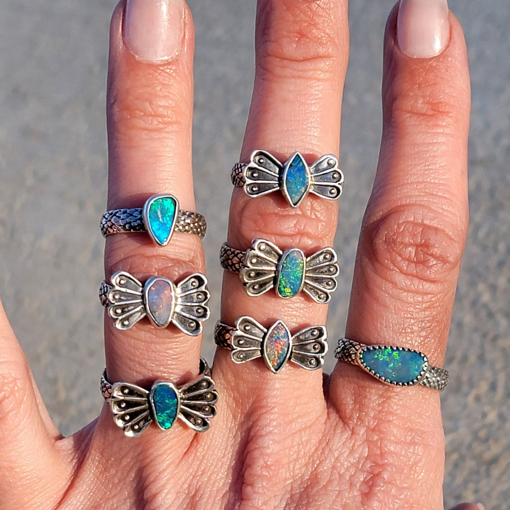 Sz 5.75  Australian Opal Butterfly Ring