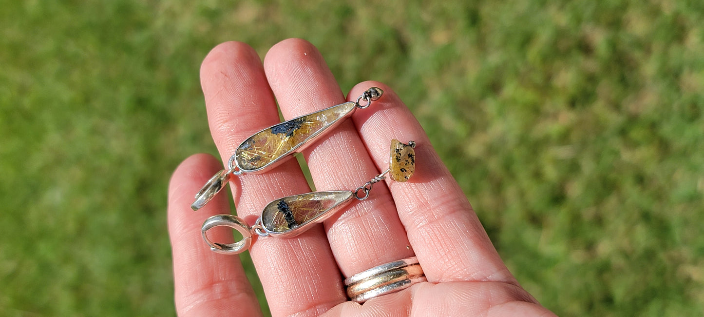 Rutile Quartz and Sterling Earrings