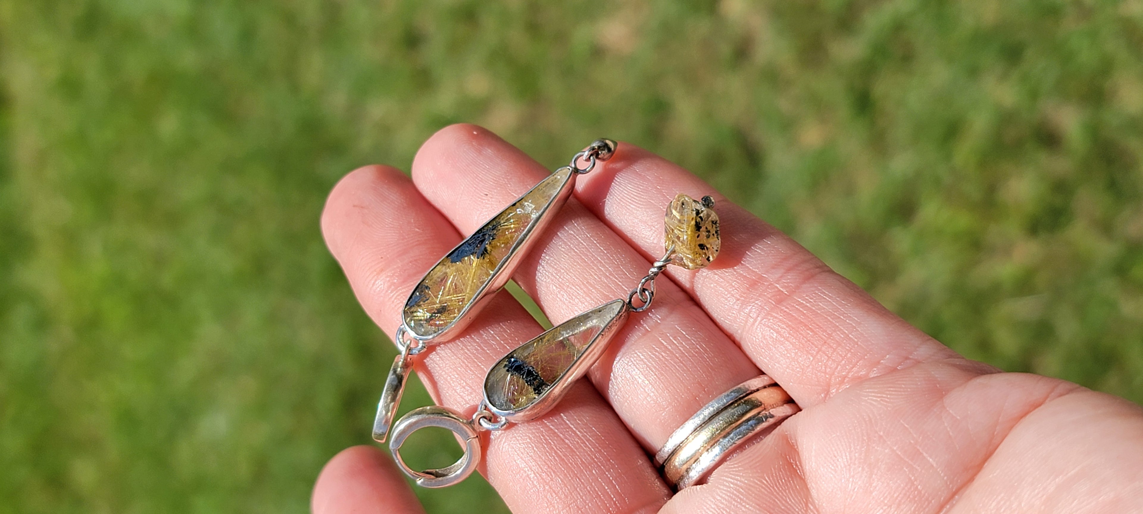 Rutile Quartz and Sterling Earrings