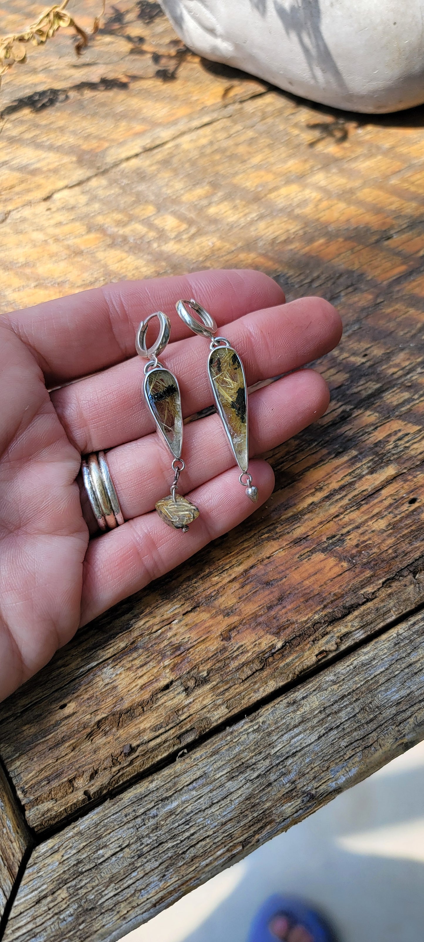 Rutile Quartz and Sterling Earrings