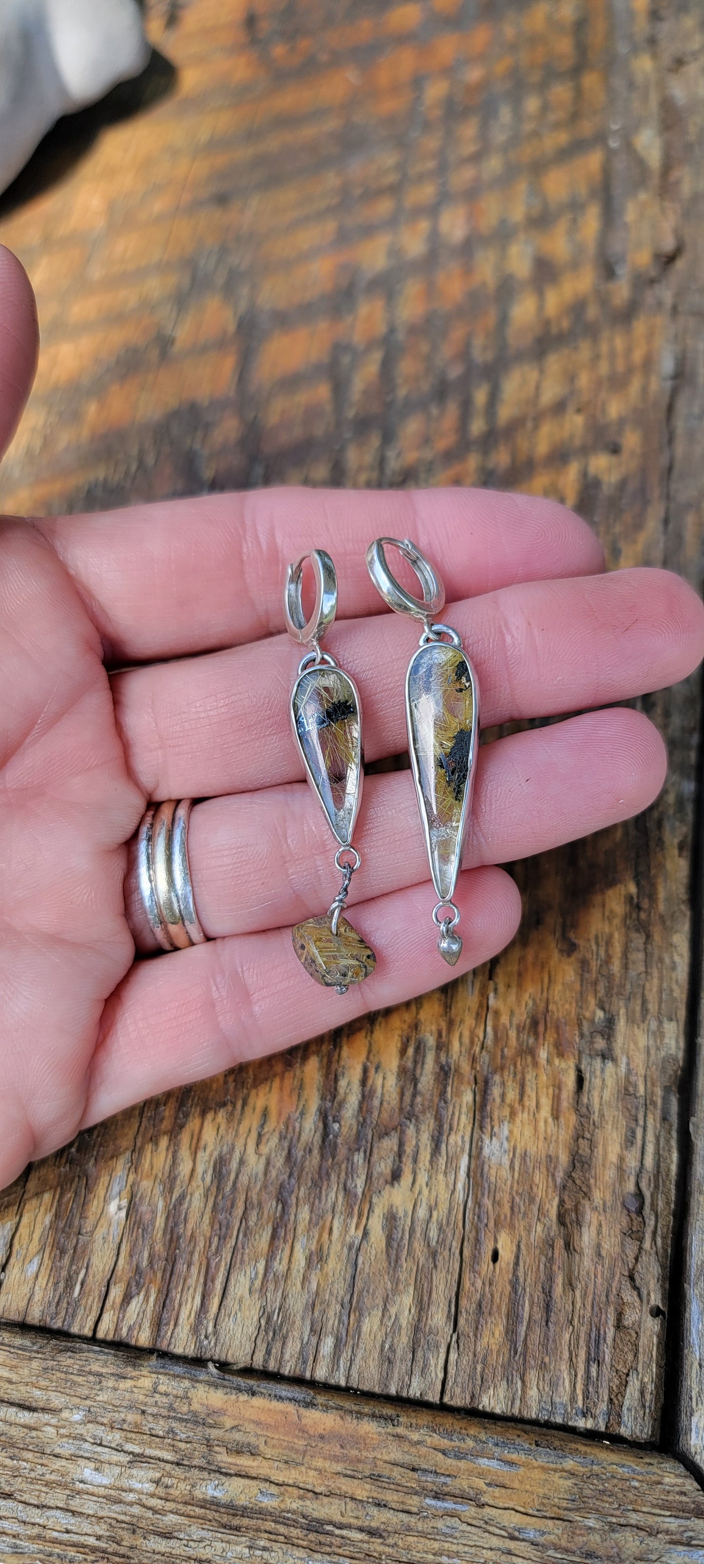 Rutile Quartz and Sterling Earrings