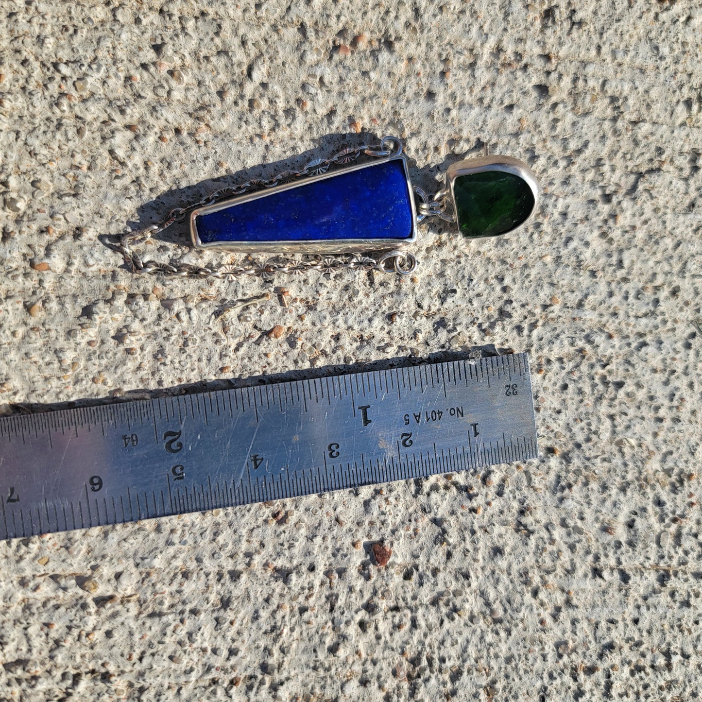 Lapis Lazuli, Chrome Diopside and Sterling Earrings