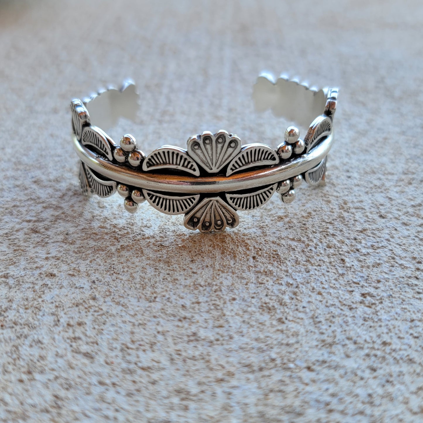 Spring Blossom Stamped Sterling Cuff