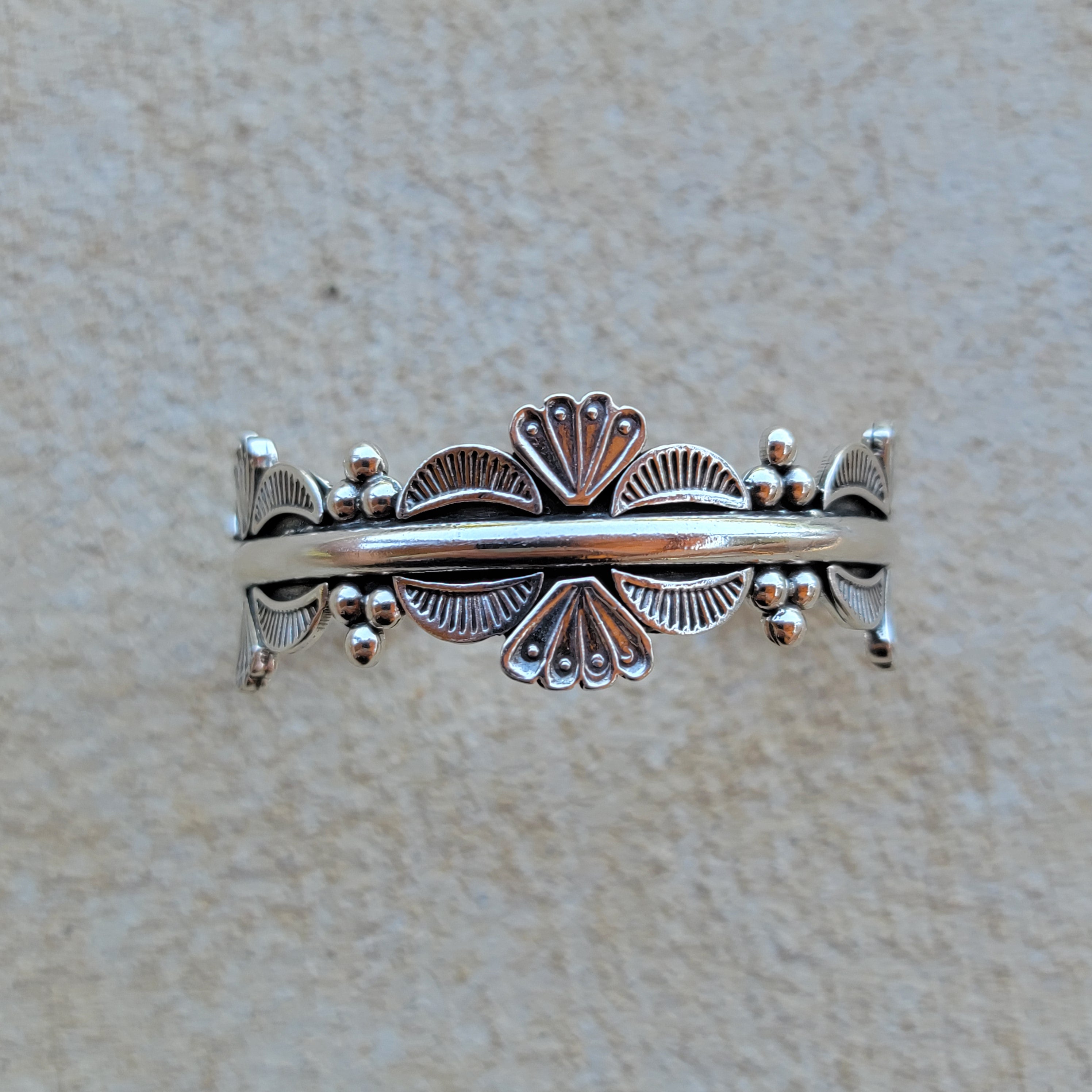 Spring Blossom Stamped Sterling Cuff