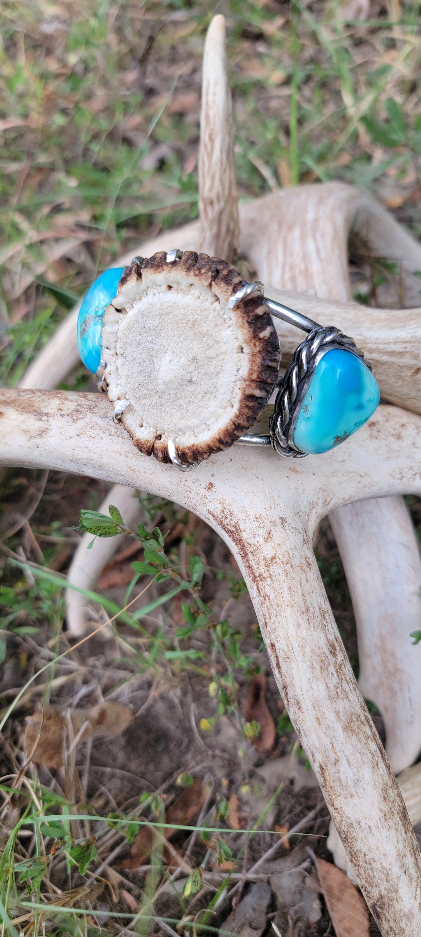 Antler Pedicle and Sleeping Beauty Turquoise Cuff