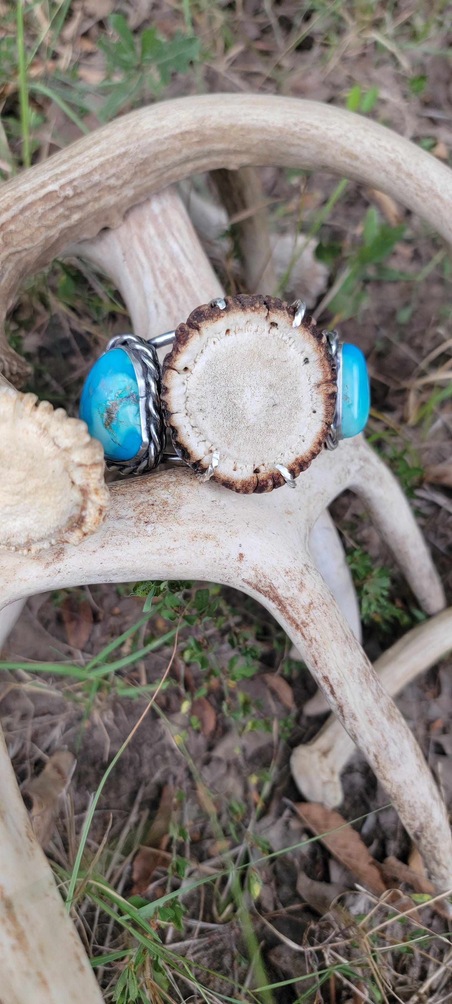 Antler Pedicle and Sleeping Beauty Turquoise Cuff