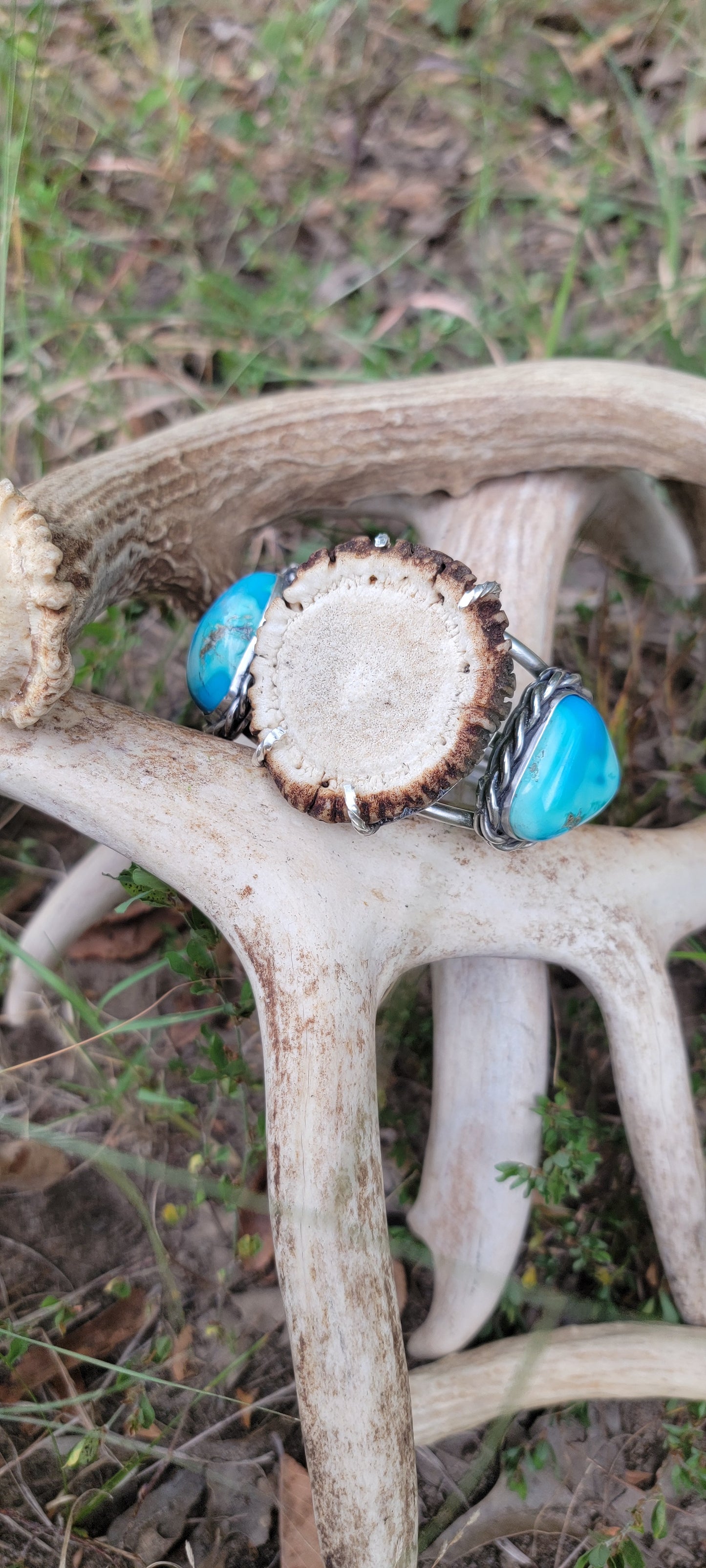 Antler Pedicle and Sleeping Beauty Turquoise Cuff