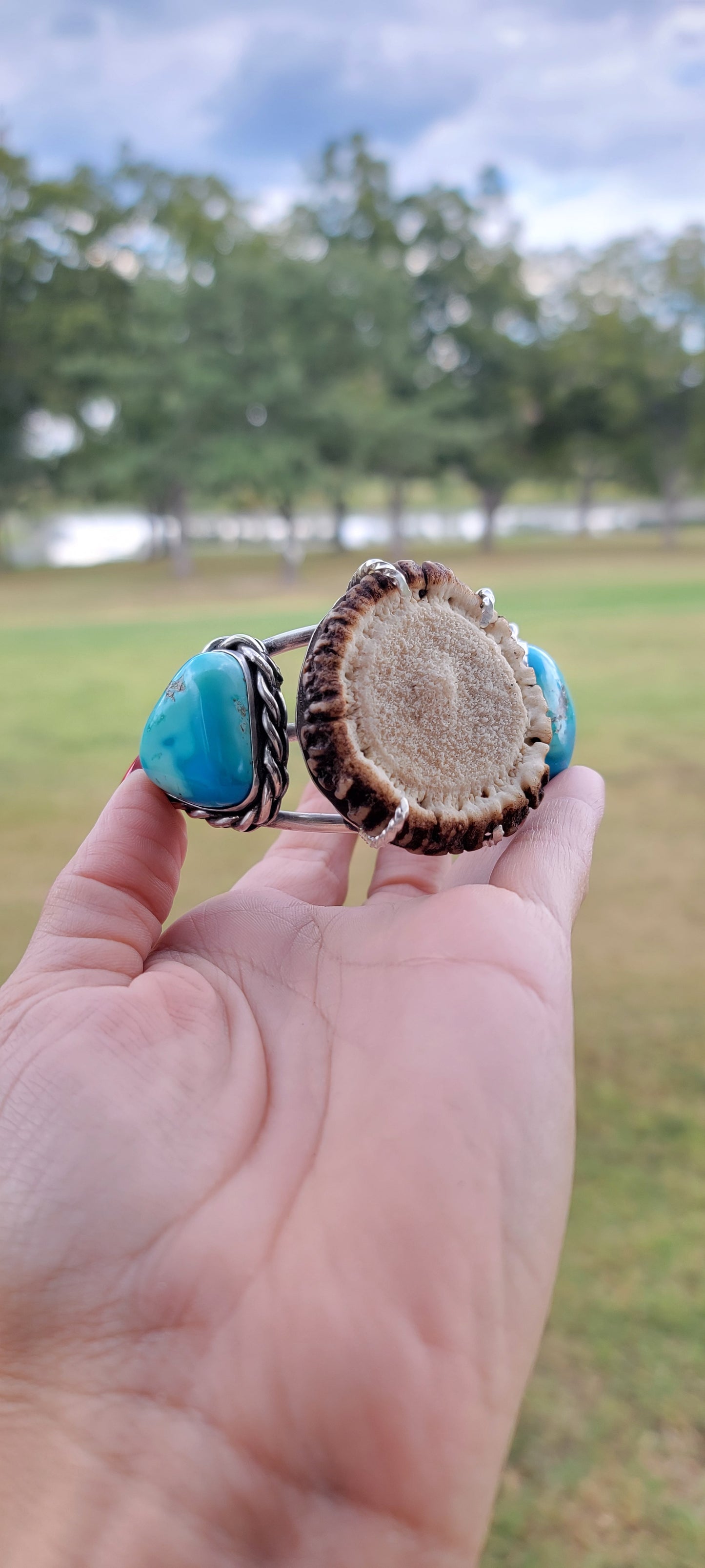 Antler Pedicle and Sleeping Beauty Turquoise Cuff