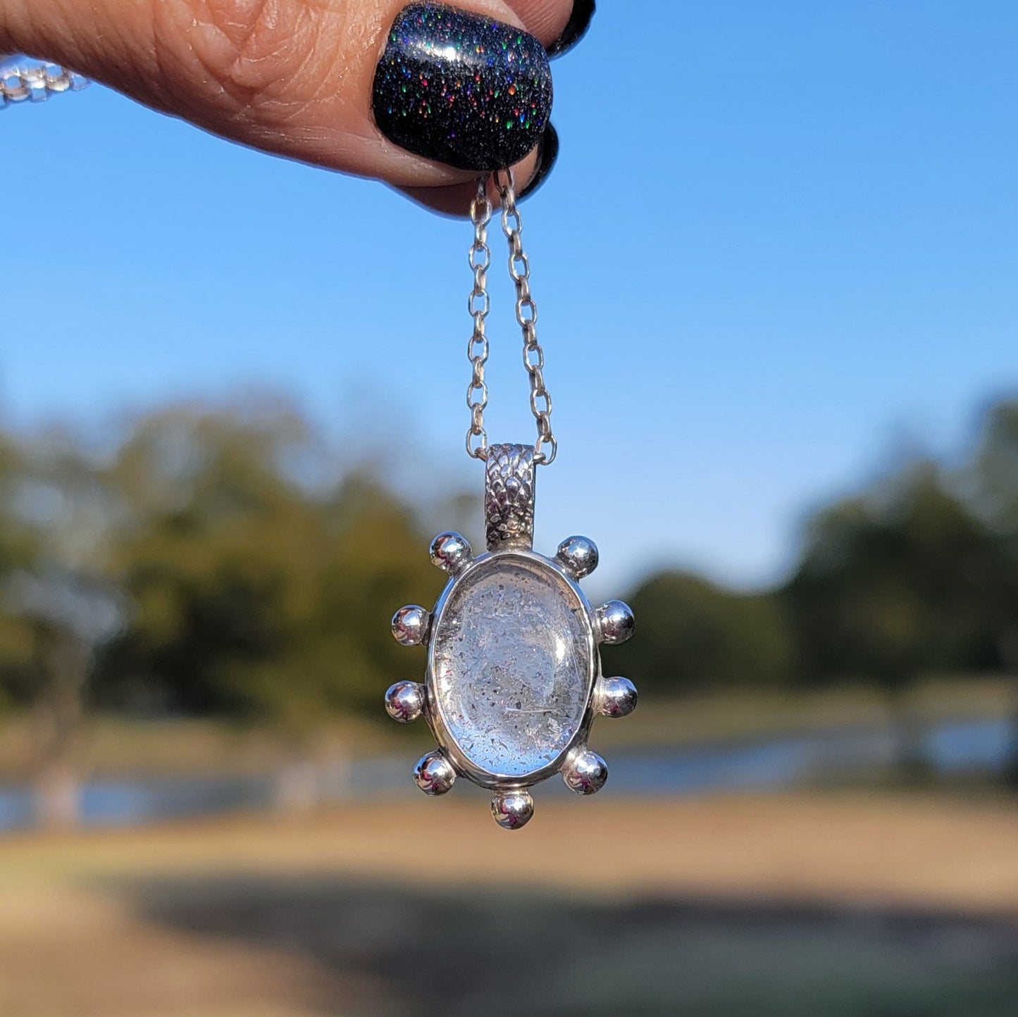 Lepidolite Included Quartz Pendant