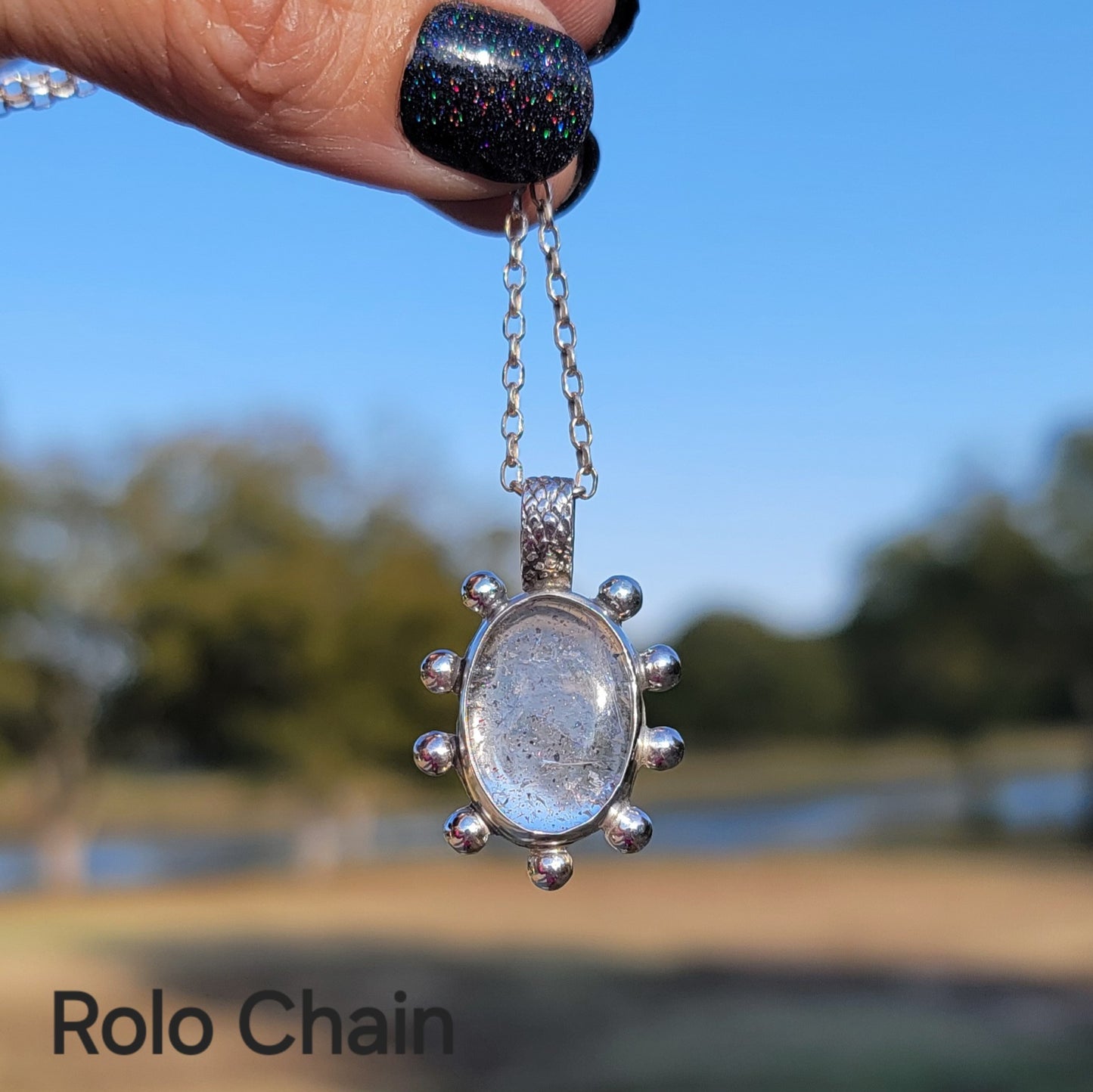 Lepidolite Included Quartz Pendant