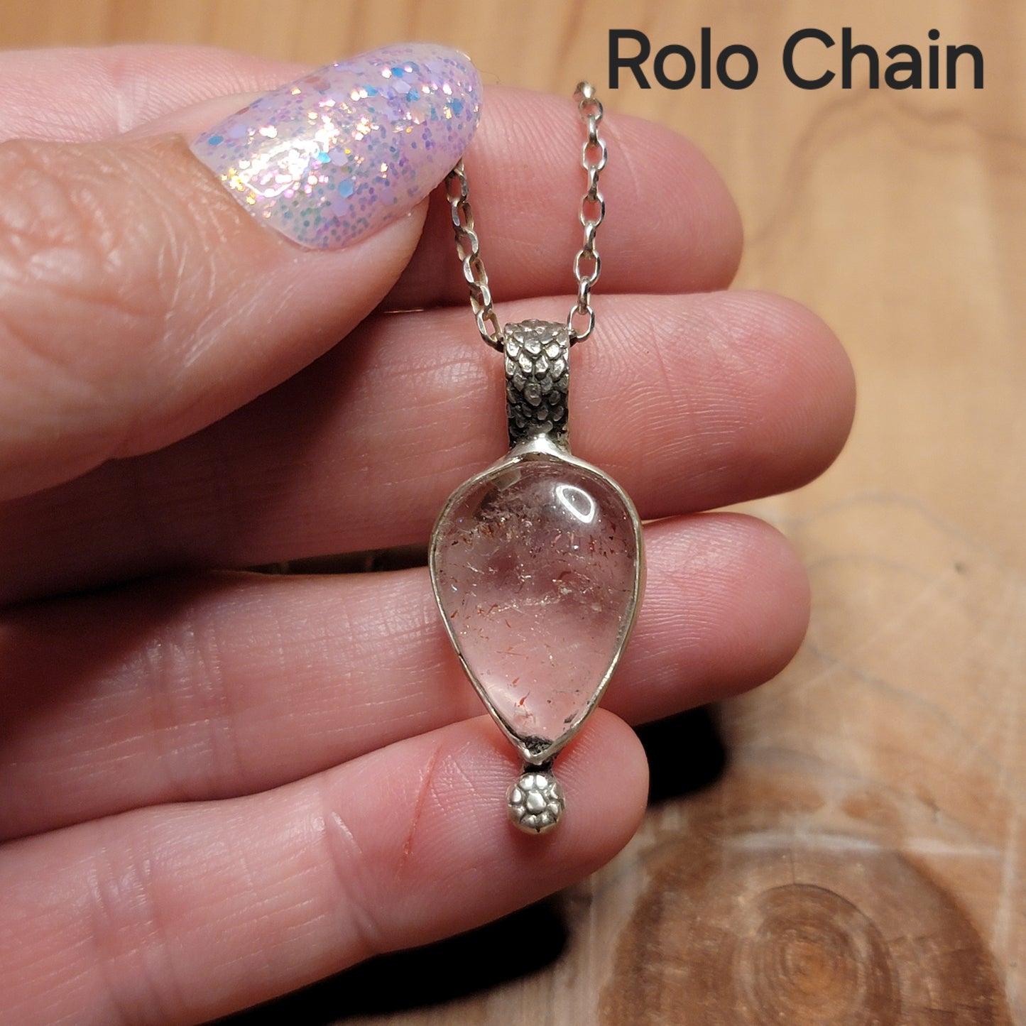 Lepidolite Included Quartz Pendant