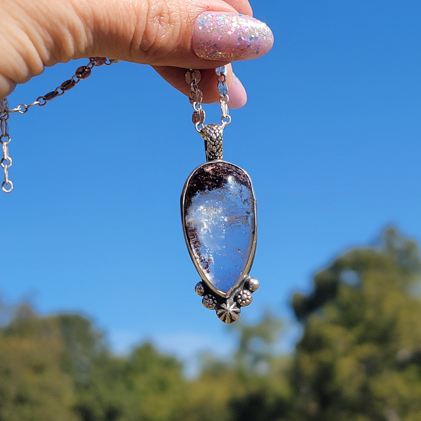 Included Quartz and Sterling Pendant