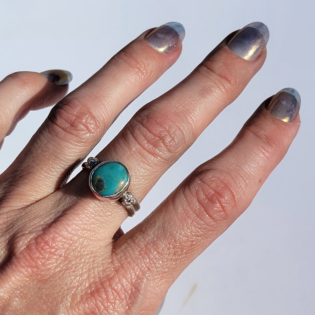 Sz. 8.5 Royston Turquoise and sterling double round band