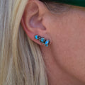 Turquoise and Sterling Climber Post Earrings
