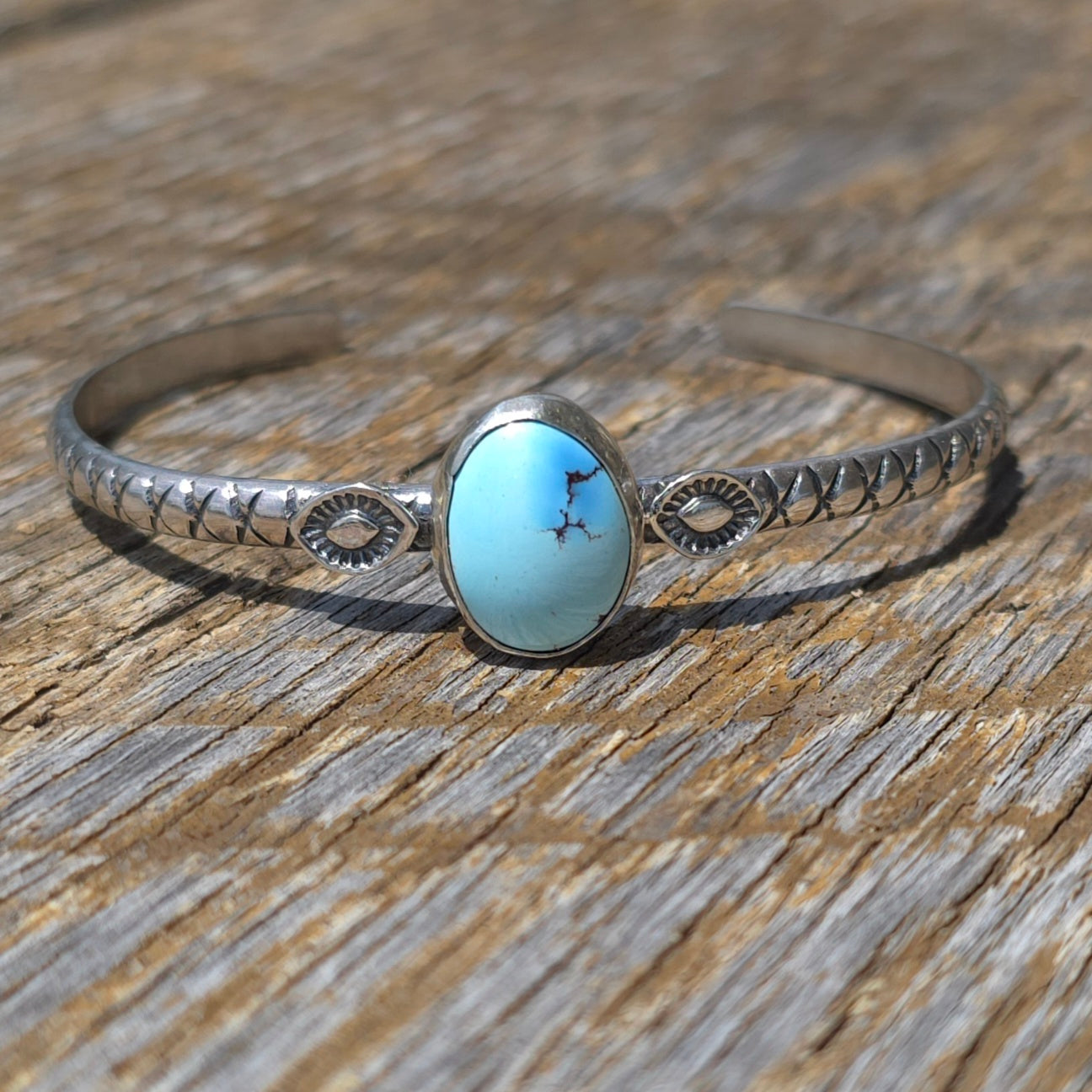 Golden Hills Turquoise & Sterling Stamped Cuff