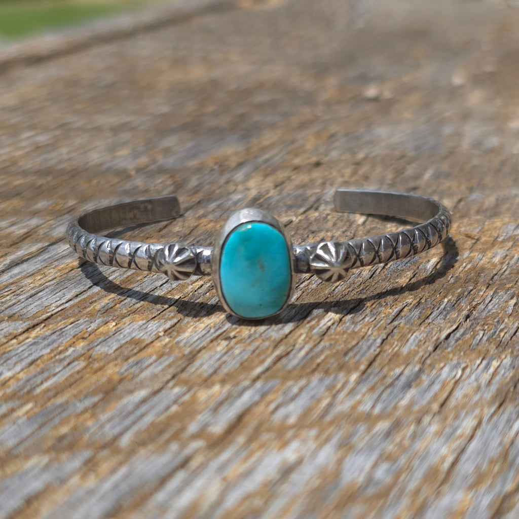 Turquoise & Sterling Stamped Cuff