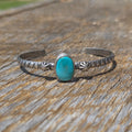 Turquoise & Sterling Stamped Cuff