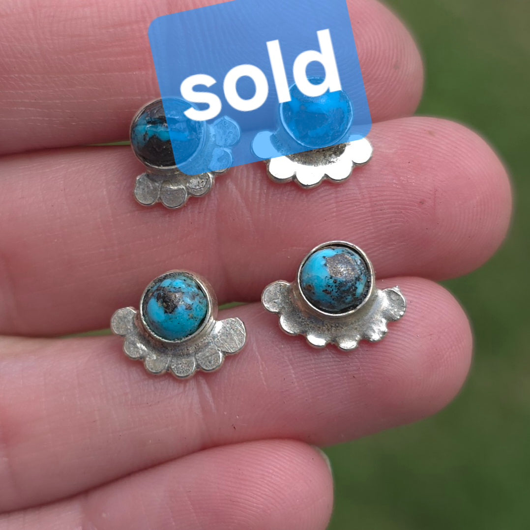Turquoise and Sterling Silver  studs with bead detail