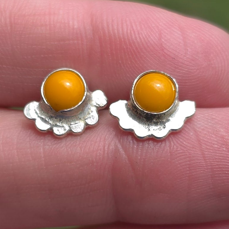 Yellow Rosarita and Sterling studs with bead detail