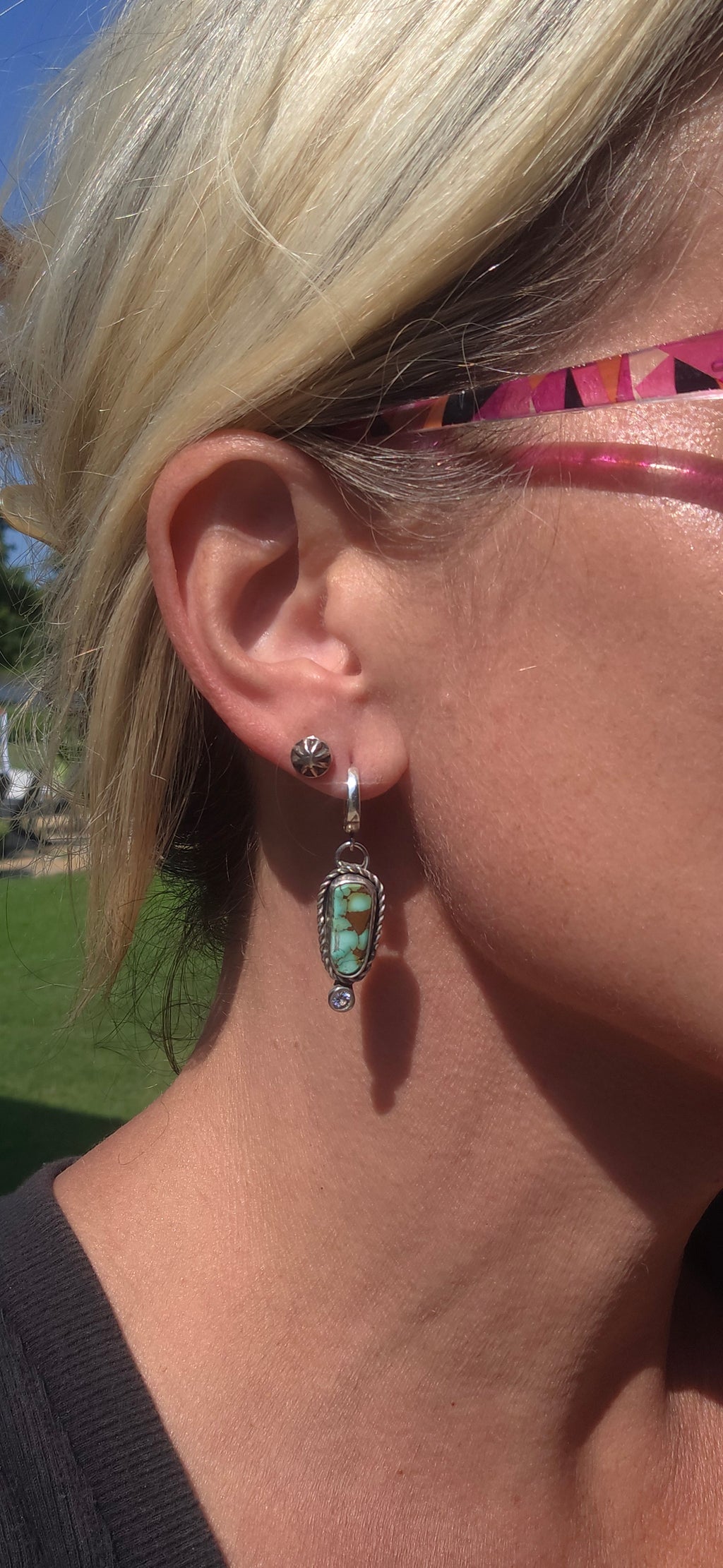 Natural #8 Turquoise and Sterling Earrings