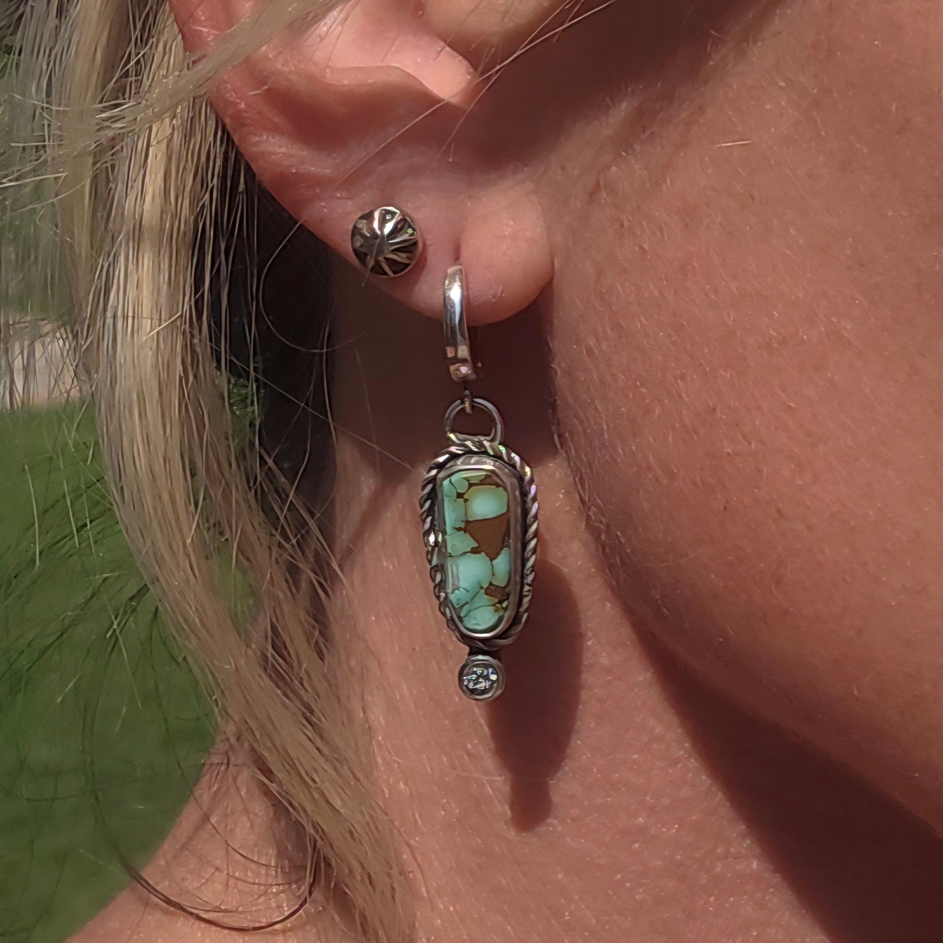 Natural #8 Turquoise and Sterling Earrings