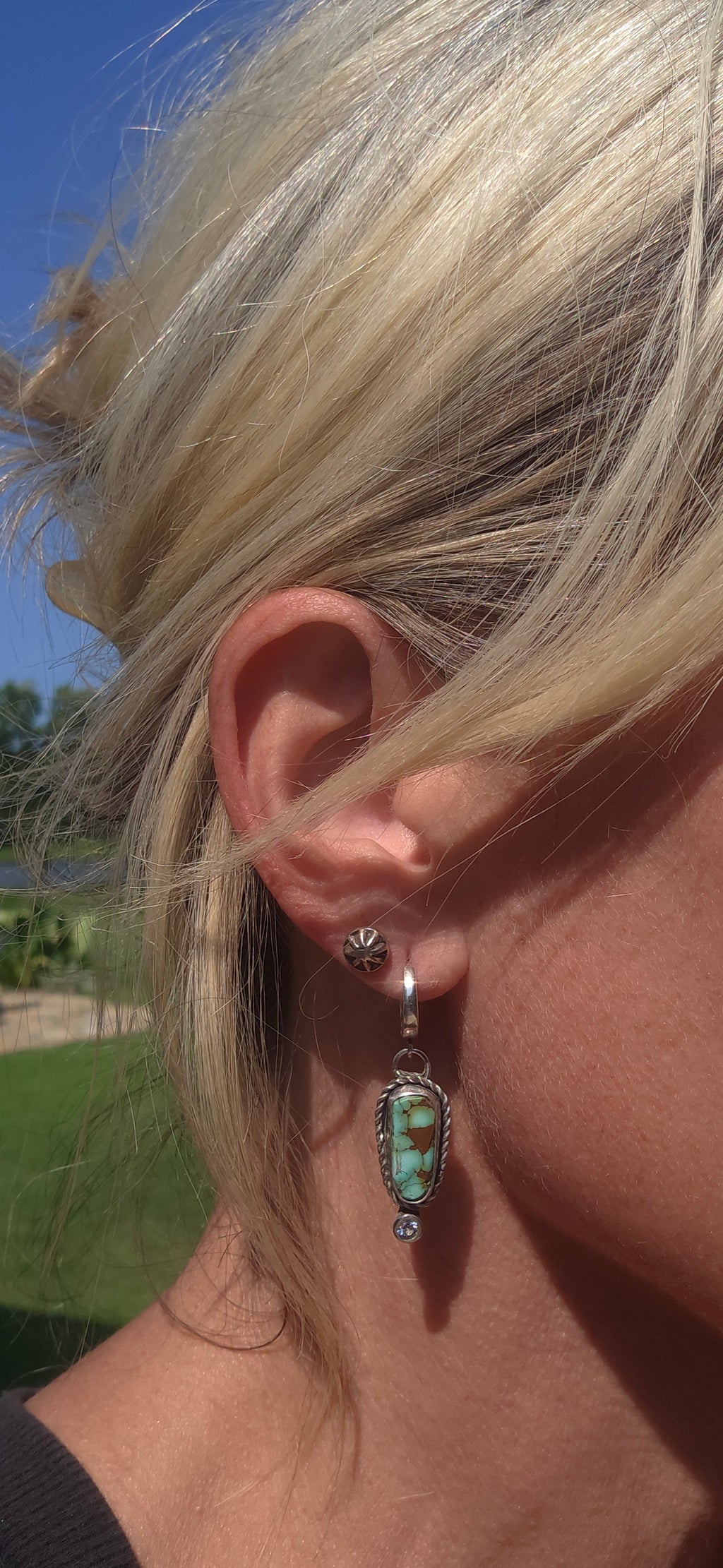 Natural #8 Turquoise and Sterling Earrings