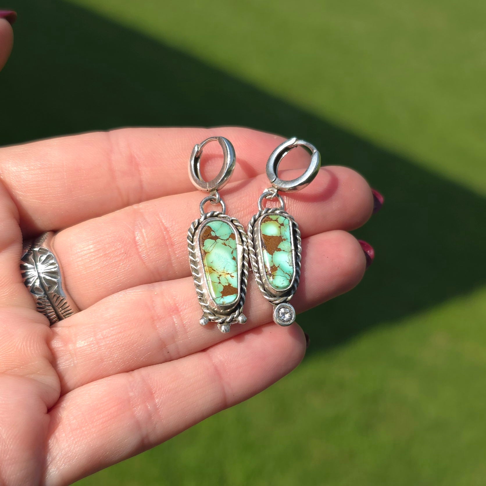 Natural #8 Turquoise and Sterling Earrings
