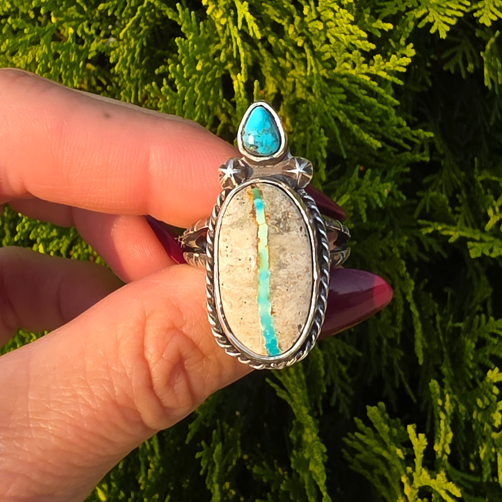Stone Mountain Ribbon Turquoise Ring-Size 9.75