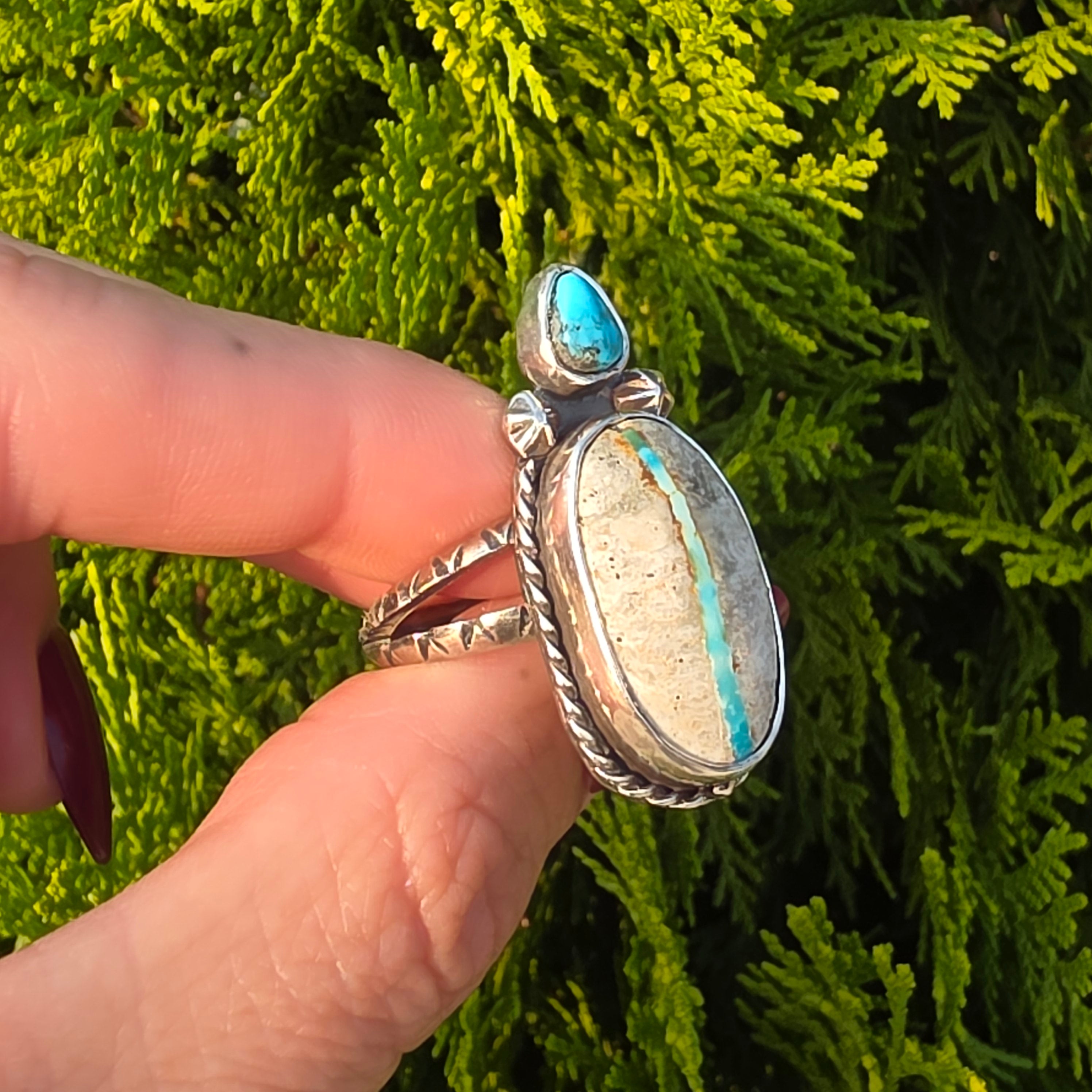 Stone Mountain Ribbon Turquoise Ring-Size 9.75
