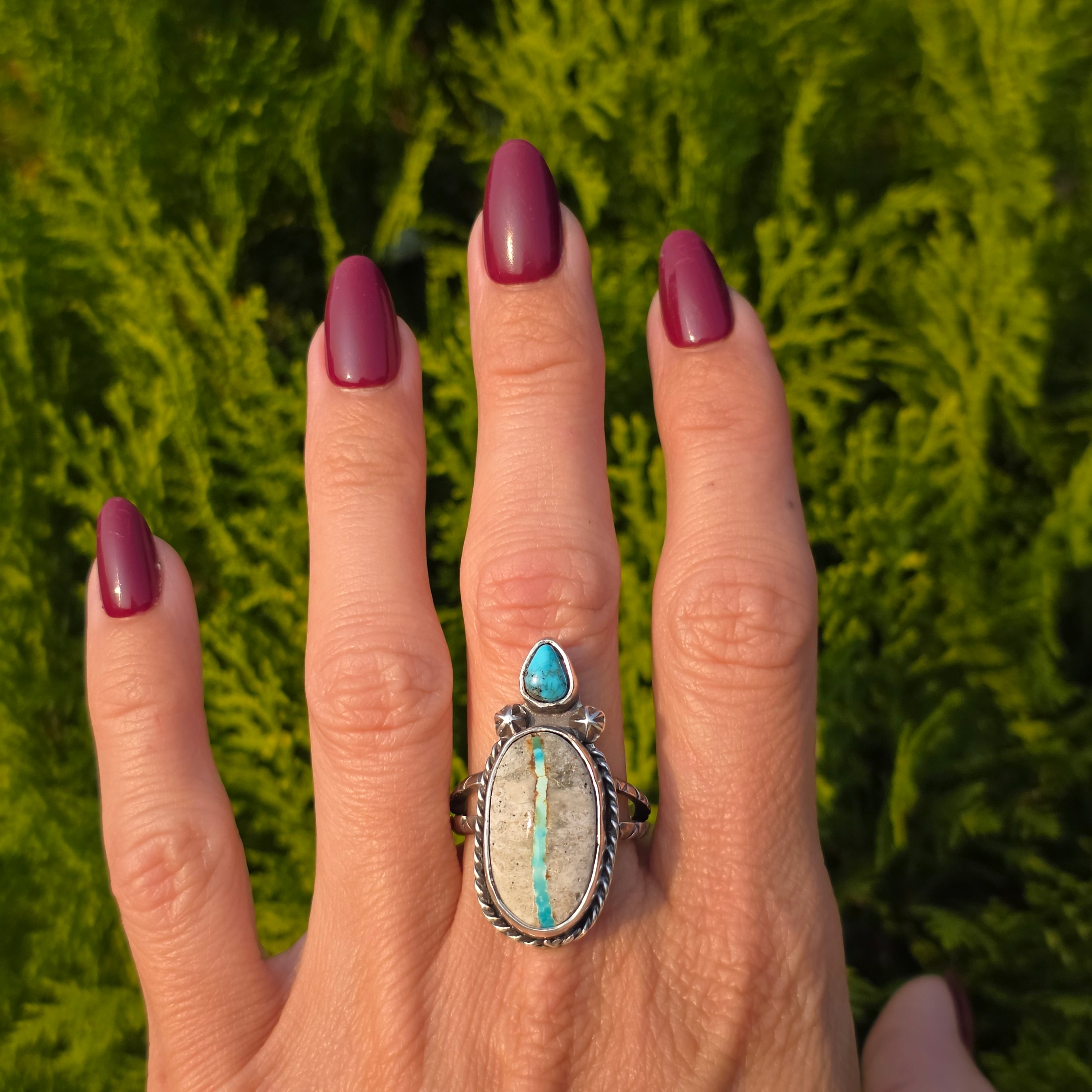 Stone Mountain Ribbon Turquoise Ring-Size 9.75