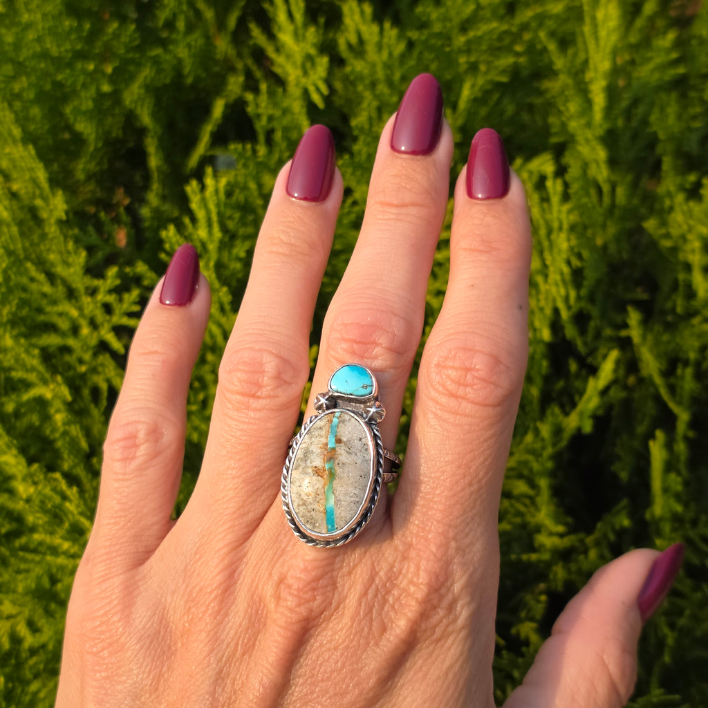 Stone Mountain Ribbon Turquoise Ring-Size 7.75