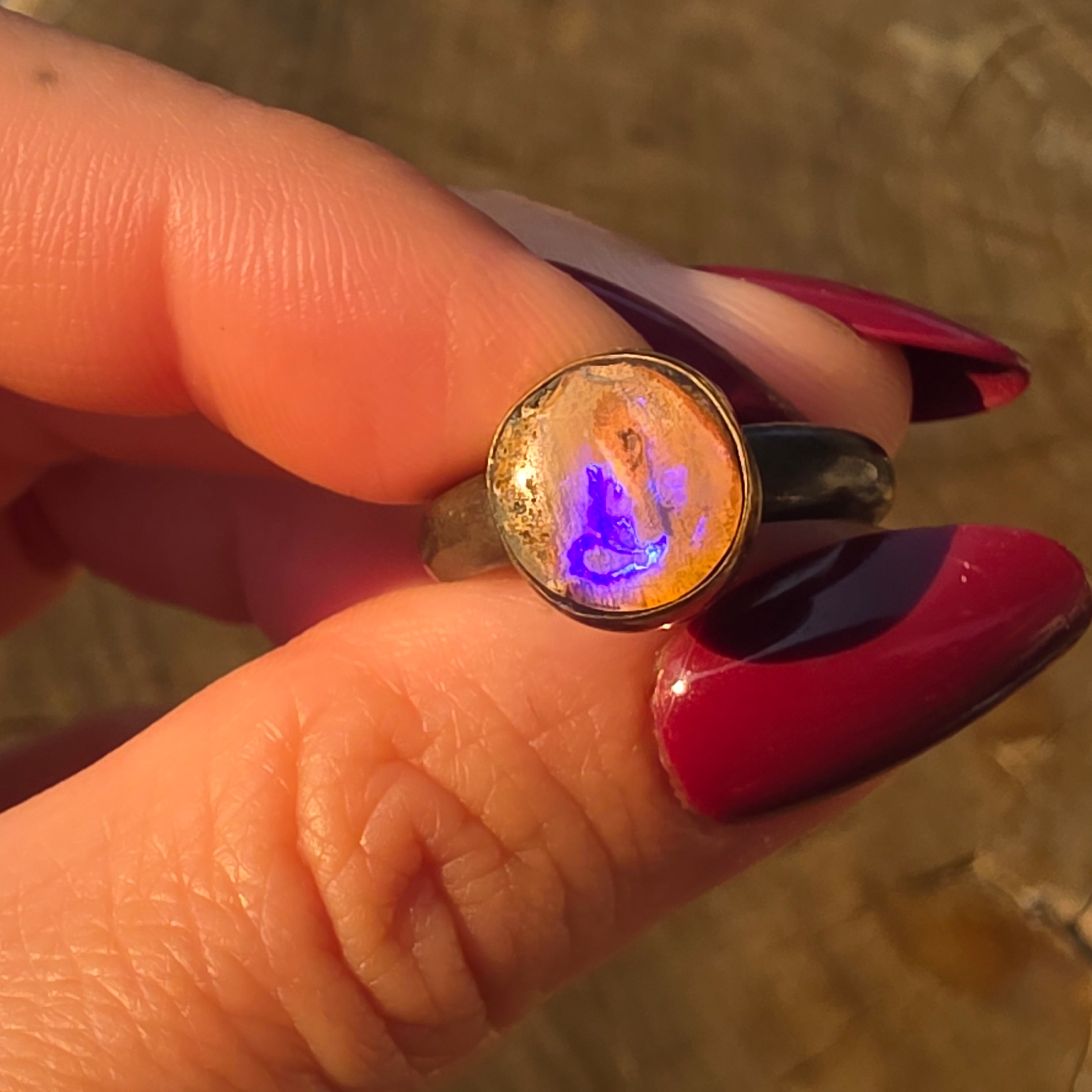 Sz 6.75 Blackened Sterling Stacker with 14GF Bezel