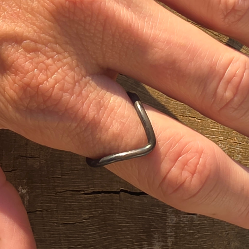 Beaded Arch or Mountain Blackened Sterling Stacker