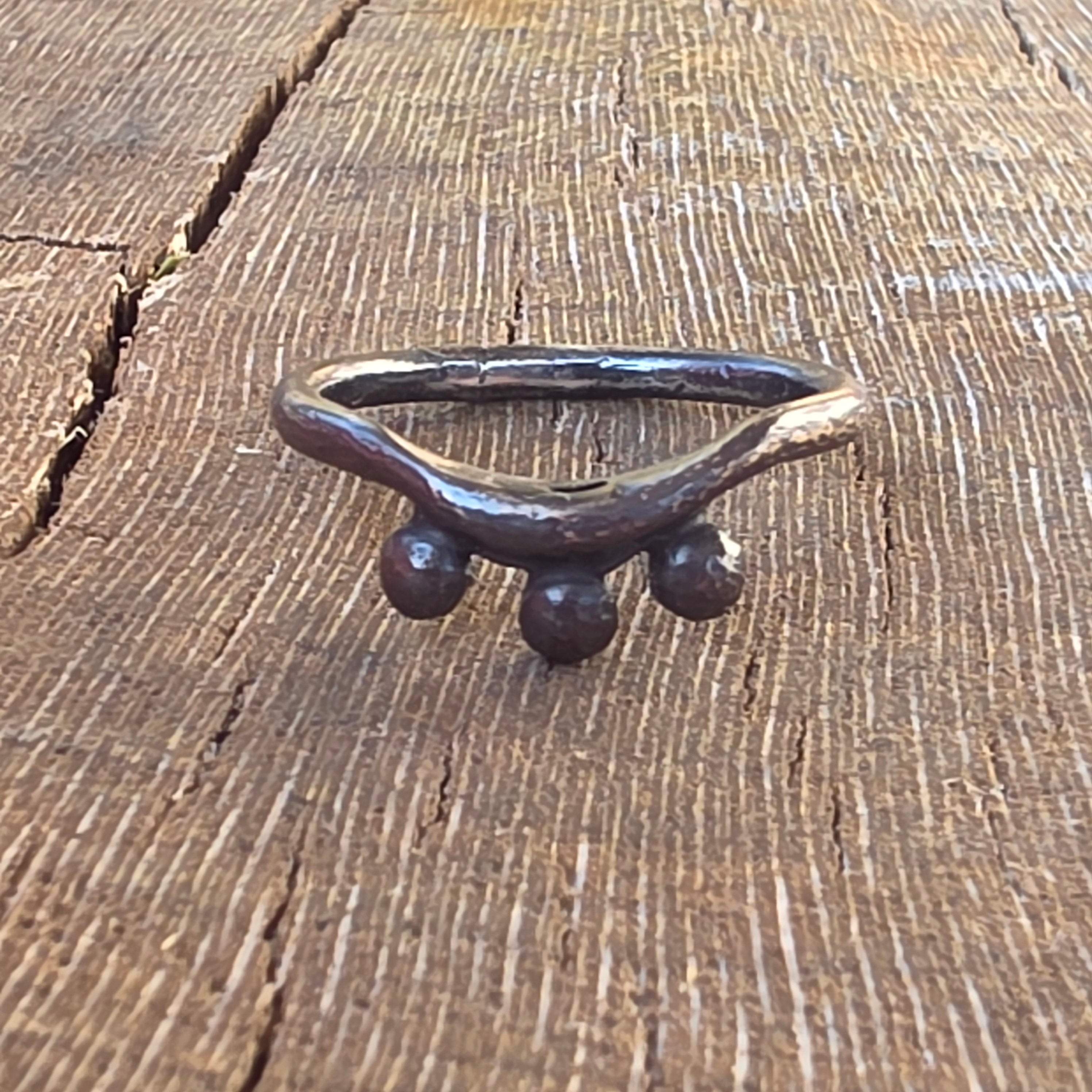 Beaded Arch or Mountain Blackened Sterling Stacker