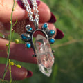 Herkimer Diamond,  old stock Morenci Turquoise Spinner Pendant Necklace