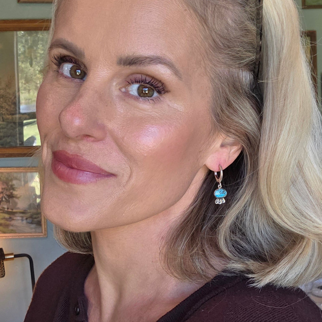 Kingman Turquoise earrings with stamped details