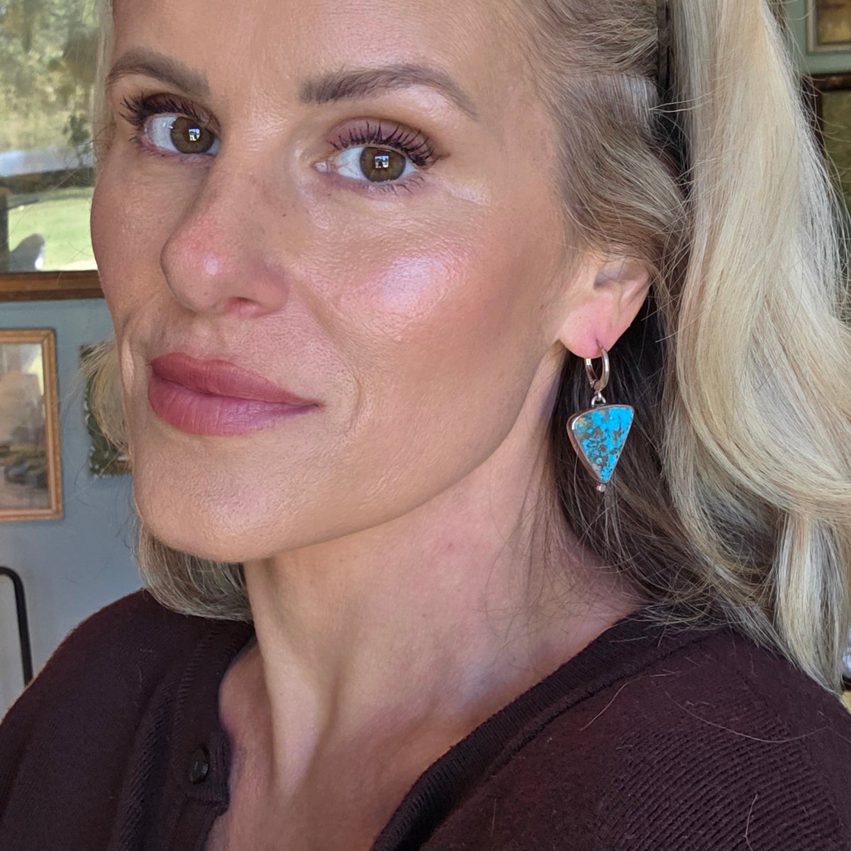 Persian Turquoise earrings with Bead detail