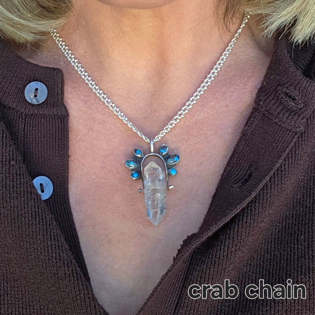 Herkimer Diamond,  old stock Morenci Turquoise Spinner Pendant Necklace