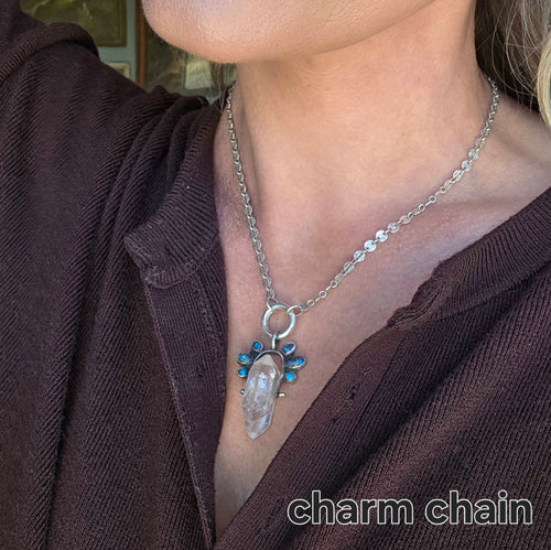 Herkimer Diamond,  old stock Morenci Turquoise Spinner Pendant Necklace