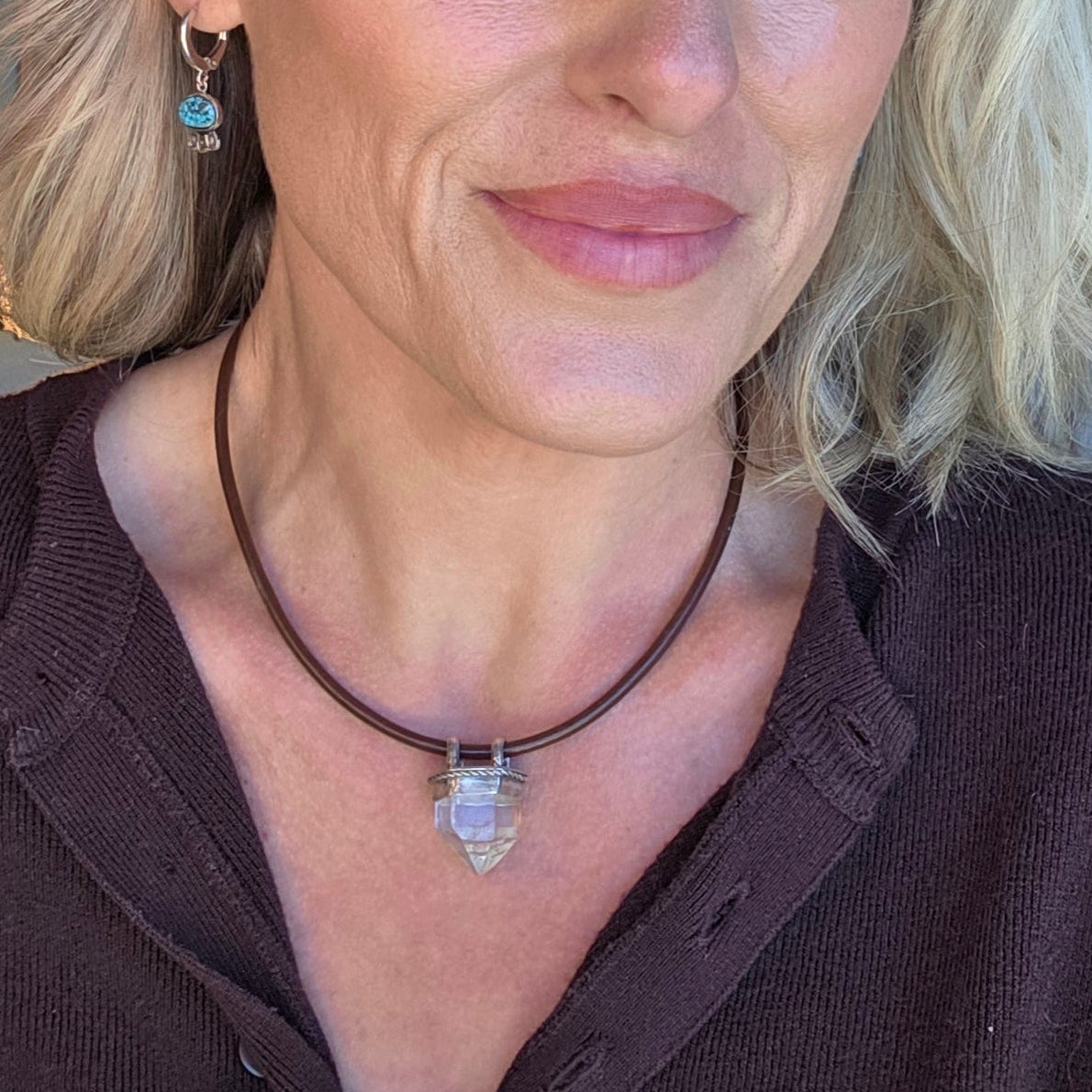 Herkimer Diamond Point Pendant Necklace