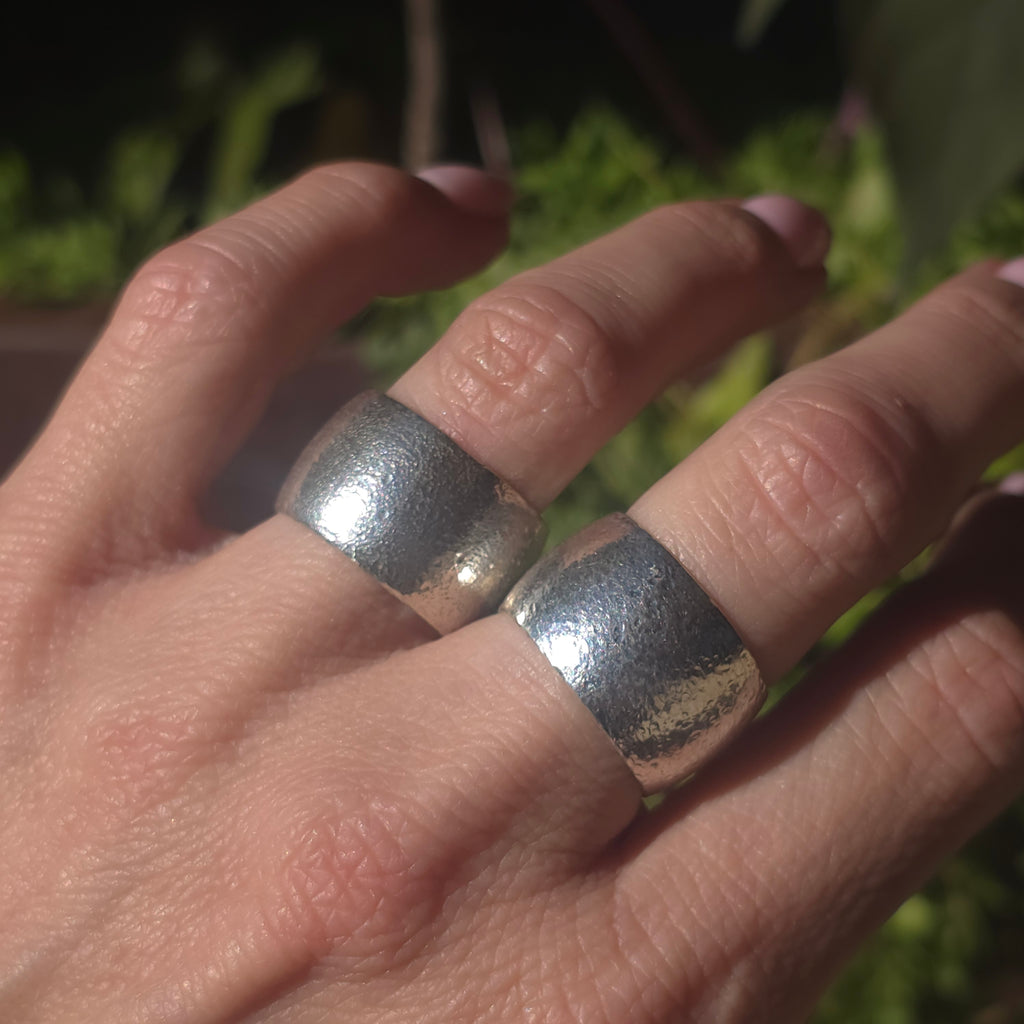 Ultra Wide Sterling Textured Band