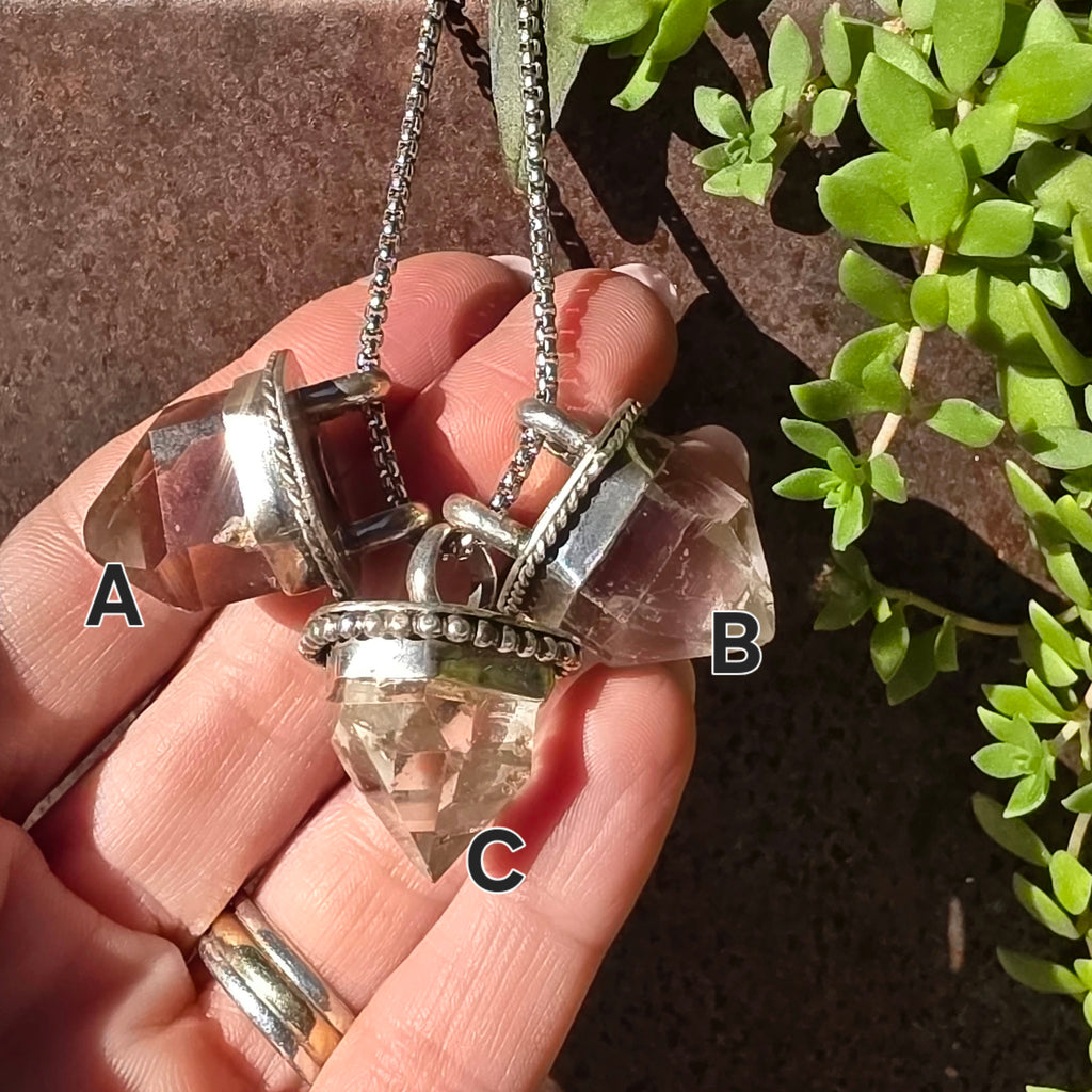 Herkimer Diamond Point Pendant Necklace