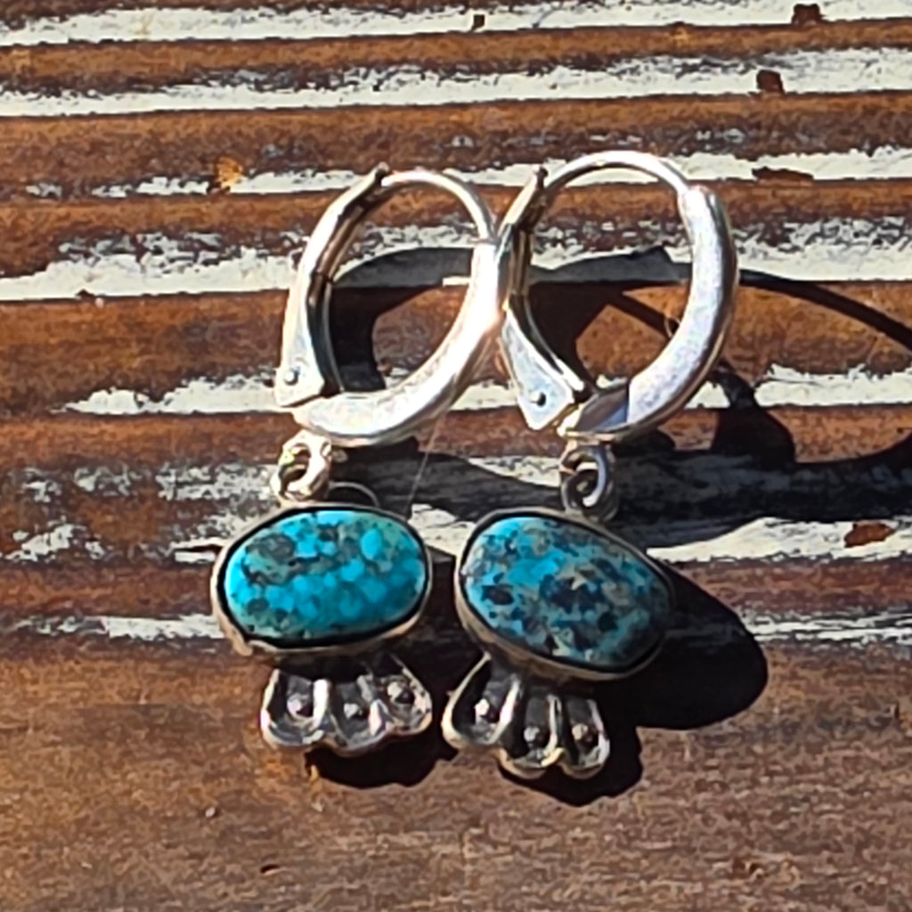 Kingman Turquoise earrings with stamped details