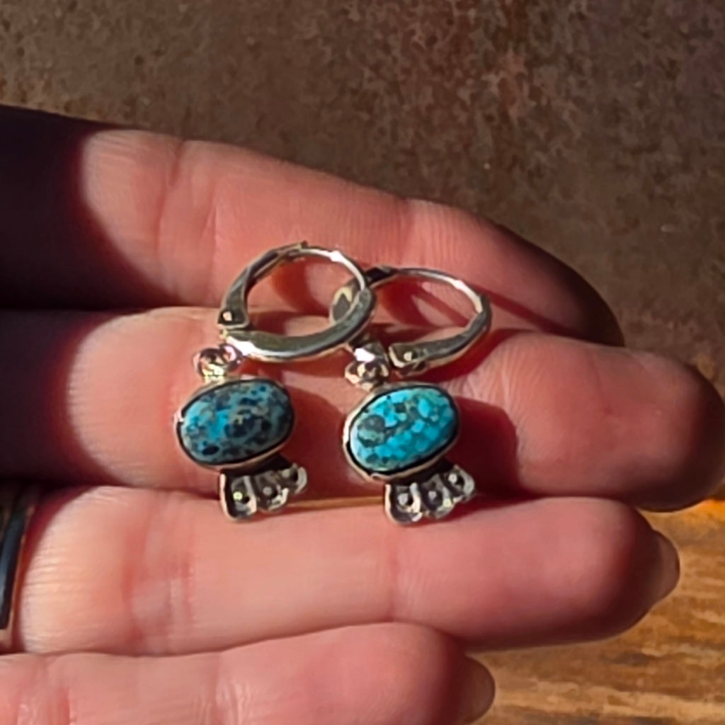 Kingman Turquoise earrings with stamped details